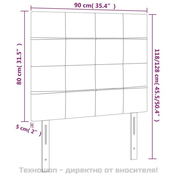 Табла за легло, тъмносива, 90x5x118/128 см, кадифе