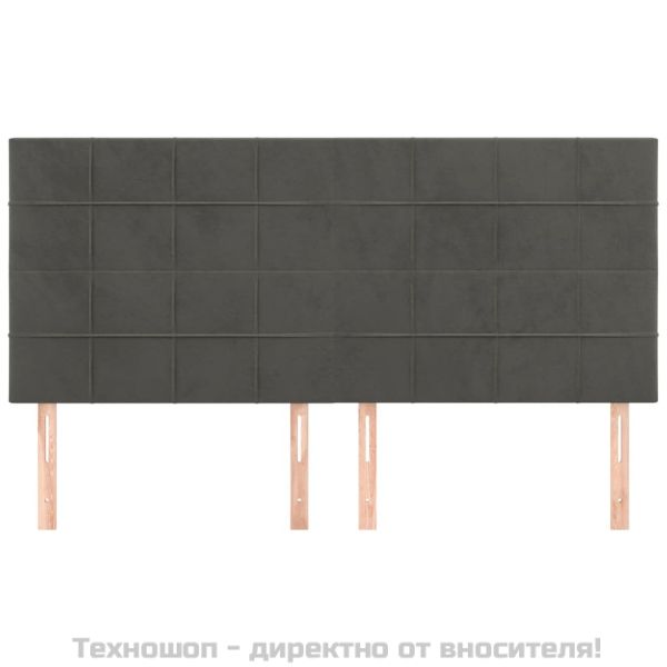 Табла за легло, тъмносива, 180x5x118/128 см, кадифе