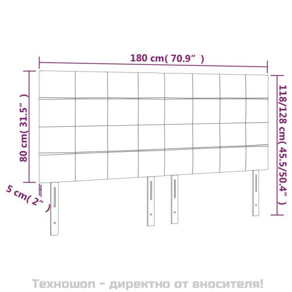 Табла за легло, тъмносива, 180x5x118/128 см, кадифе