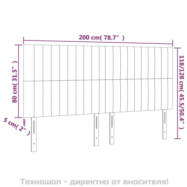 Табла за легло, розова, 200x5x118/128 см, кадифе