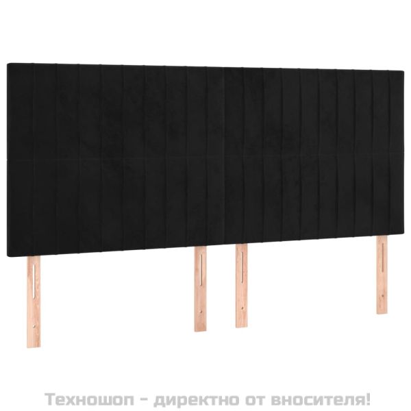 Табла за легло, черна, 200x5x118/128 см, кадифе