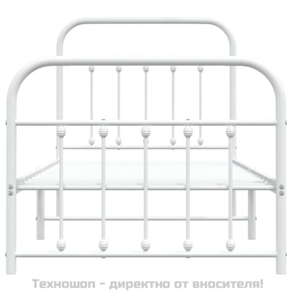 Метална рамка за легло с горна и долна табла, бяла, 90x190 см