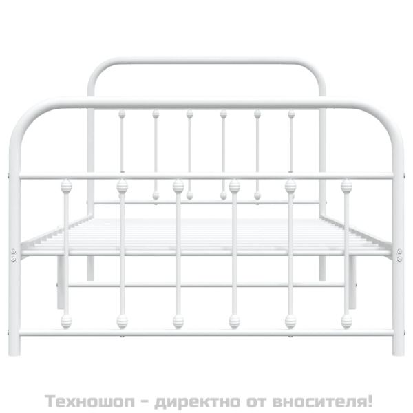 Метална рамка за легло с горна и долна табла, бяла, 107x203 см