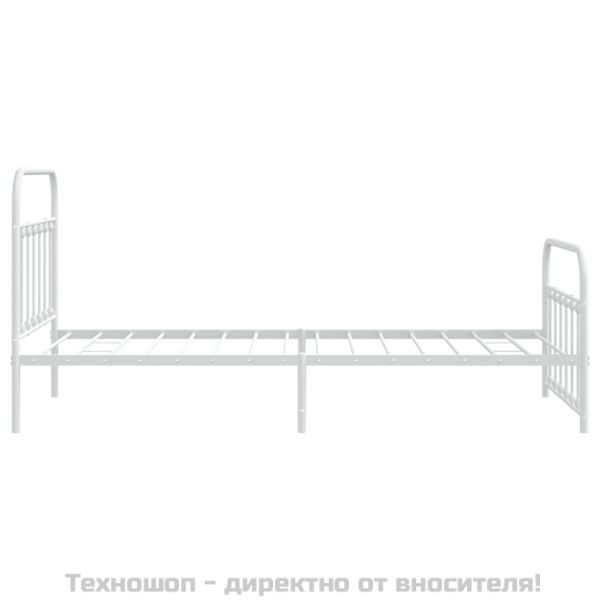 Метална рамка за легло с горна и долна табла, бяла, 107x203 см