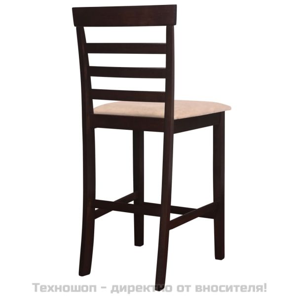 Комплект кафява дървена конзолна маса и 4 бар стола