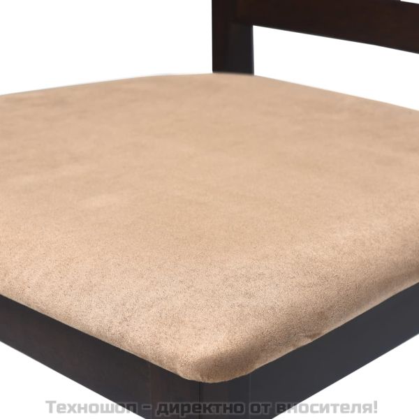 Комплект кафява дървена конзолна маса и 4 бар стола