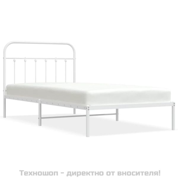 Метална рамка за легло с горна табла, черна, 100x200 см