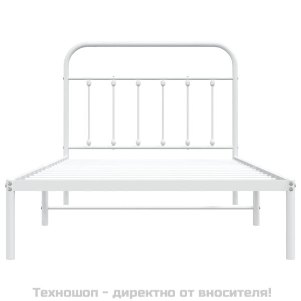 Метална рамка за легло с горна табла, черна, 100x200 см