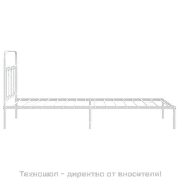 Метална рамка за легло с горна табла, черна, 100x200 см