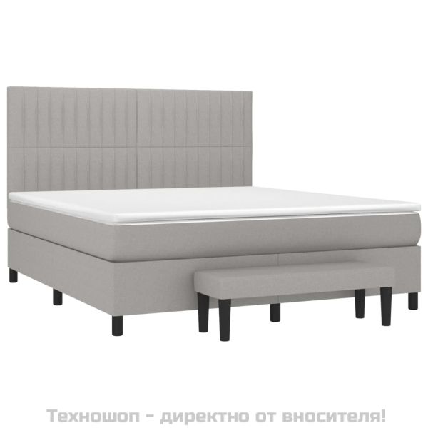 Боксспринг легло с матрак, светлосиво, 180x200 см, плат