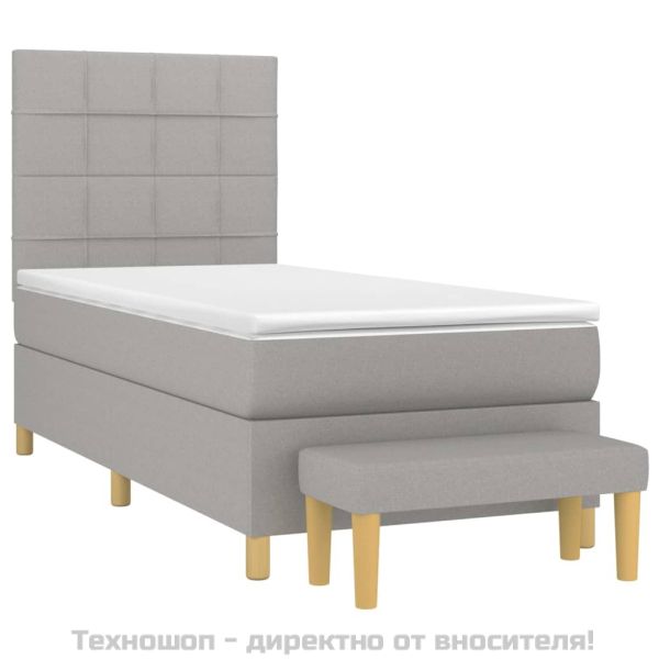 Боксспринг легло с матрак, светлосиво, 80x200 см, плат