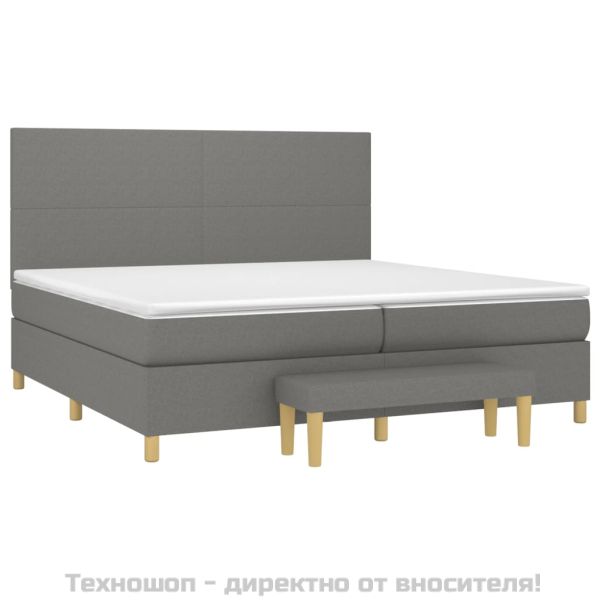 Боксспринг легло с матрак, тъмносиво, 200x200 см, плат