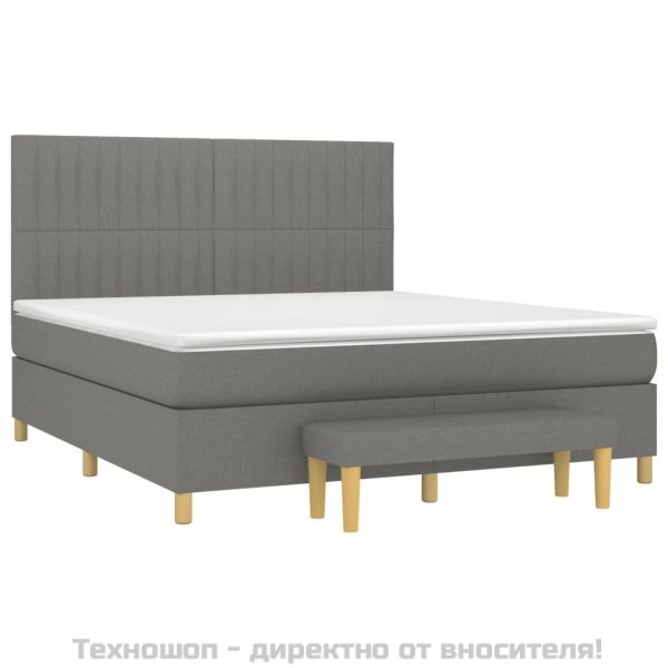 Боксспринг легло с матрак, тъмносиво, 180x200 см, плат