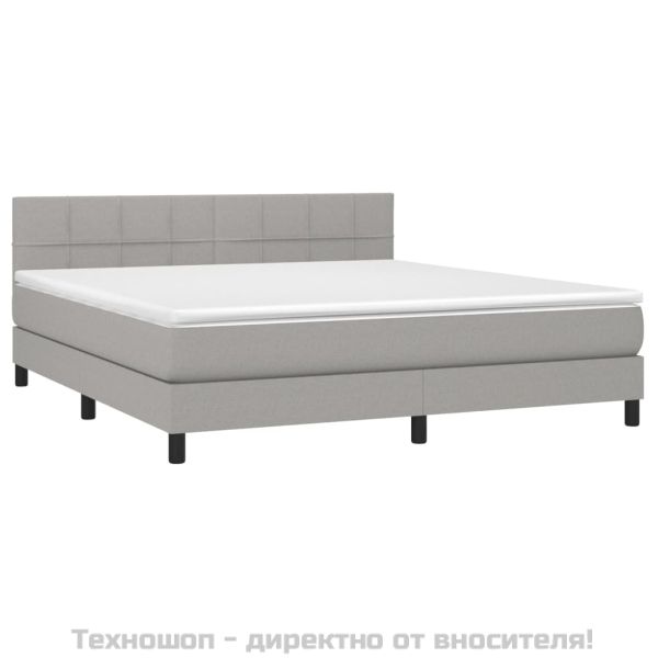 Боксспринг легло с матрак, светлосиво, 160x200 см, плат
