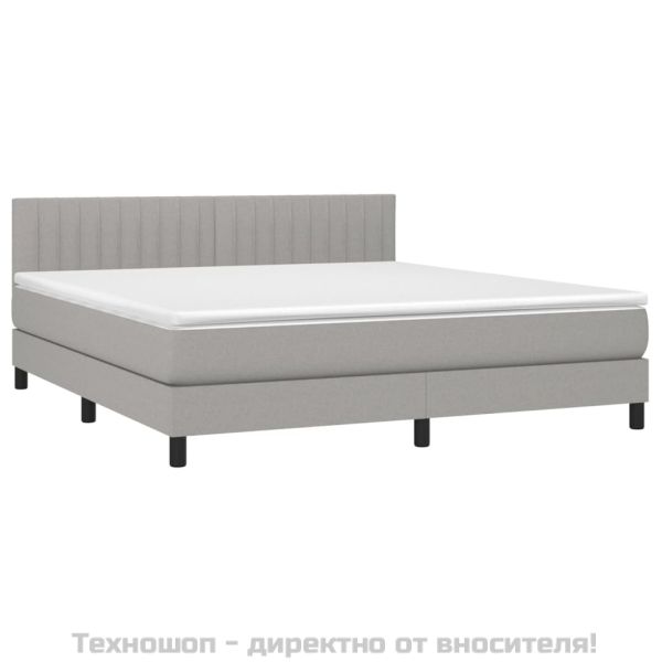 Боксспринг легло с матрак, светлосиво, 180x200 см, плат
