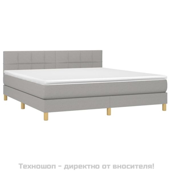 Боксспринг легло с матрак, светлосиво, 180x200 см, плат