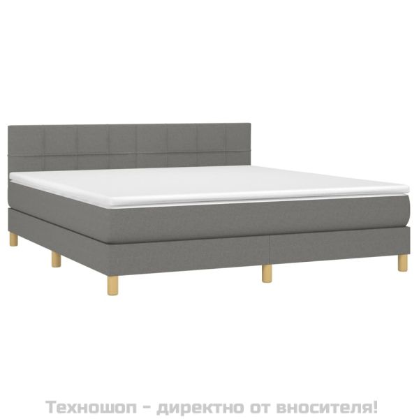 Боксспринг легло с матрак, тъмносиво, 180x200 см, плат