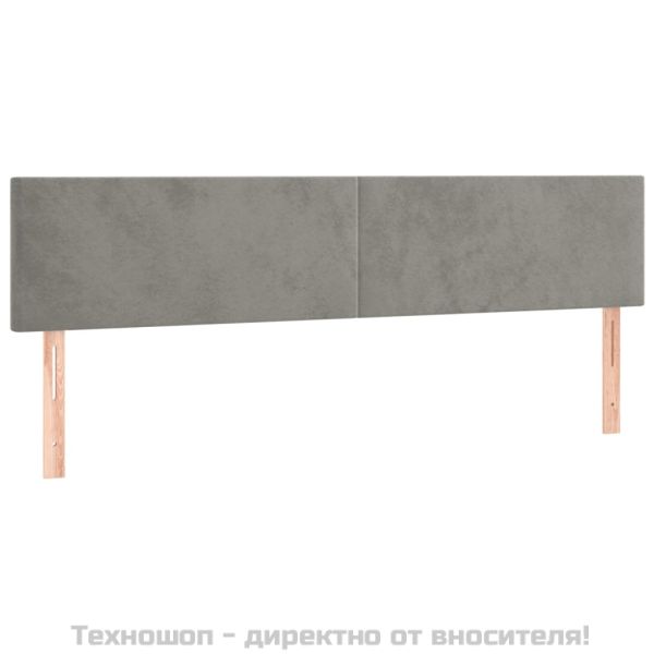 Боксспринг легло с матрак, светлосиво, 200x200 см, кадифе