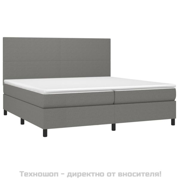 Боксспринг легло с матрак, тъмносиво, 200x200 см, плат