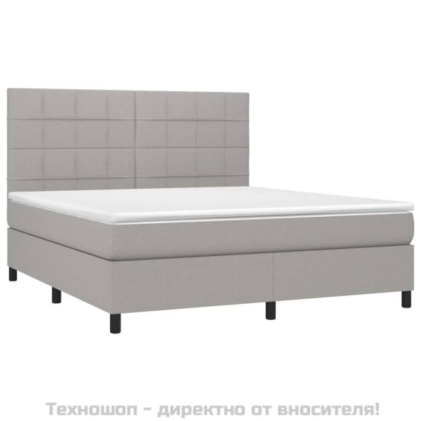 Боксспринг легло с матрак, светлосиво, 180x200 см, плат