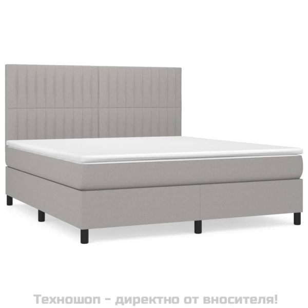 Боксспринг легло с матрак, светлосиво, 180x200 см, плат