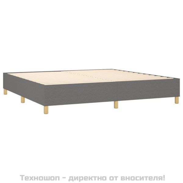 Боксспринг легло с матрак, тъмносиво, 200x200 см, плат