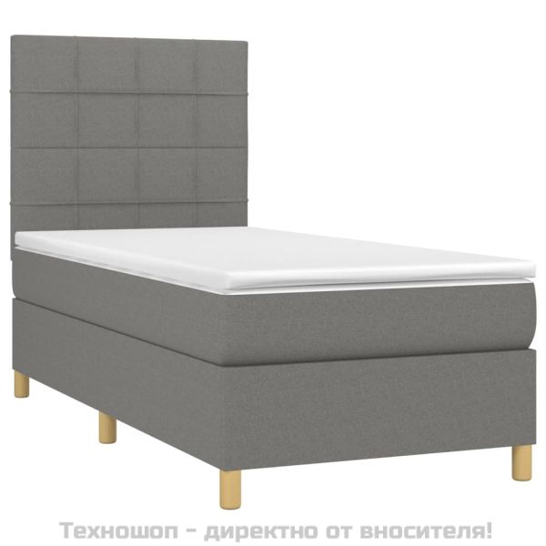 Боксспринг легло с матрак, тъмносив, 80x200 см, плат