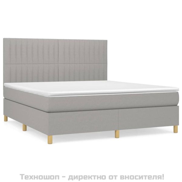 Боксспринг легло с матрак, светлосиво, 180x200 см, плат