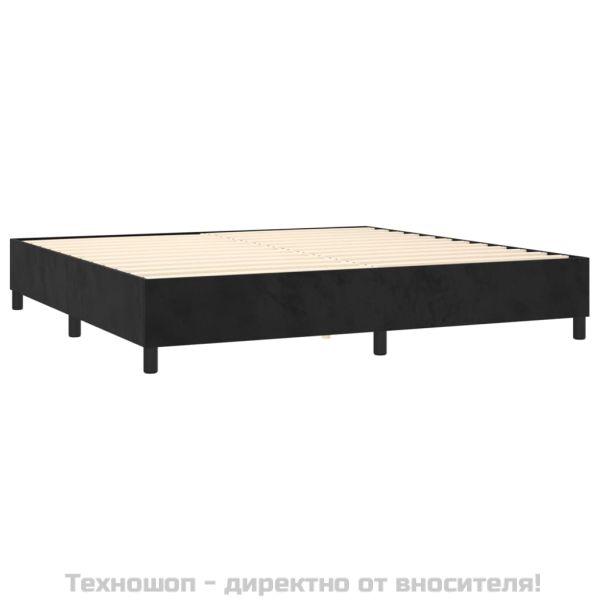 Боксспринг легло с матрак, черно, 200x200 см, кадифе