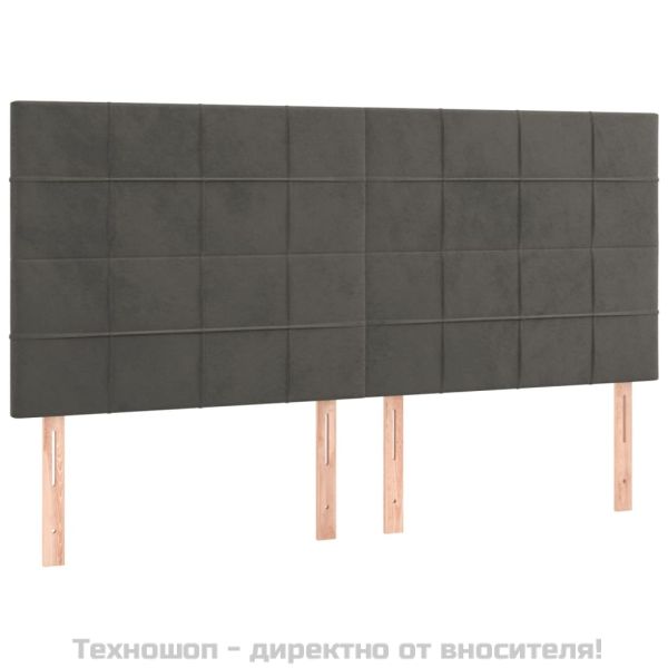 Рамка за легло с табла, тъмносива, 180x200 см, кадифе