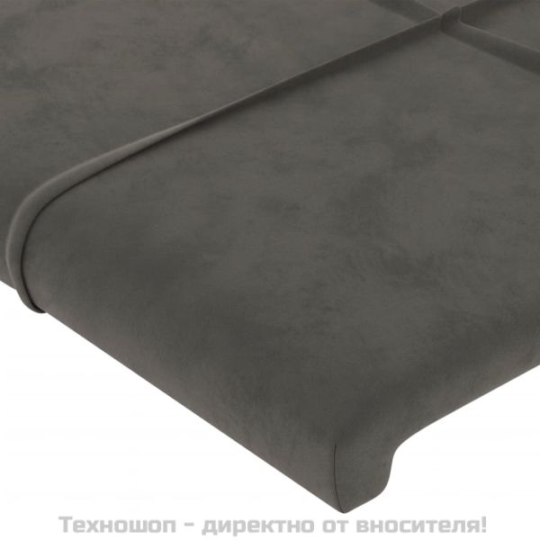 Рамка за легло с табла, тъмносива, 180x200 см, кадифе