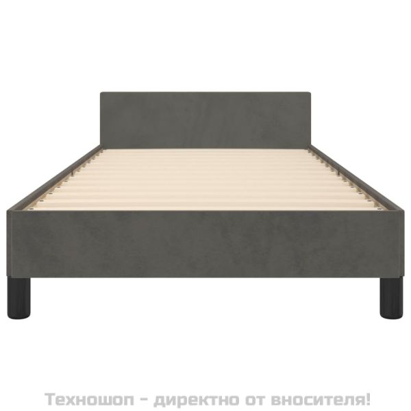 Рамка за легло без матрак, тъмносива, 90x200 см, кадифе