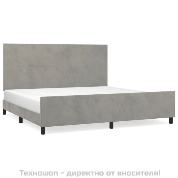 Рамка за легло без матрак, светлосива, 200x200 см, кадифе