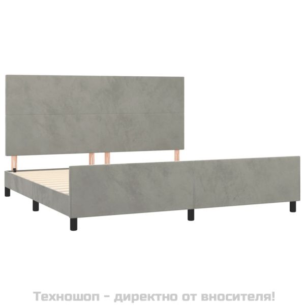 Рамка за легло без матрак, светлосива, 200x200 см, кадифе