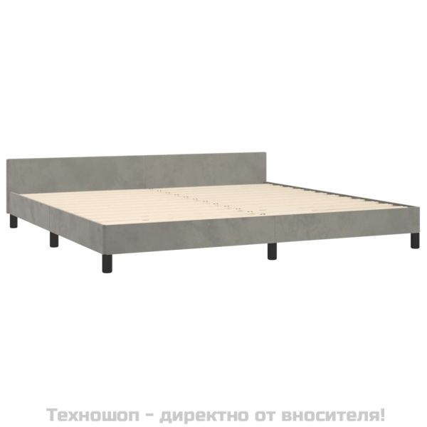 Рамка за легло без матрак, светлосива, 200x200 см, кадифе