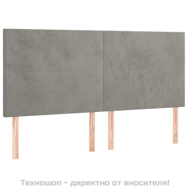 Рамка за легло без матрак, светлосива, 200x200 см, кадифе