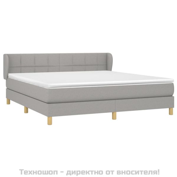 Боксспринг легло с матрак, светлосиво, 180x200 см, плат