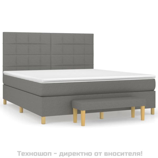 Боксспринг легло с матрак, тъмносиво, 160x200 см, плат