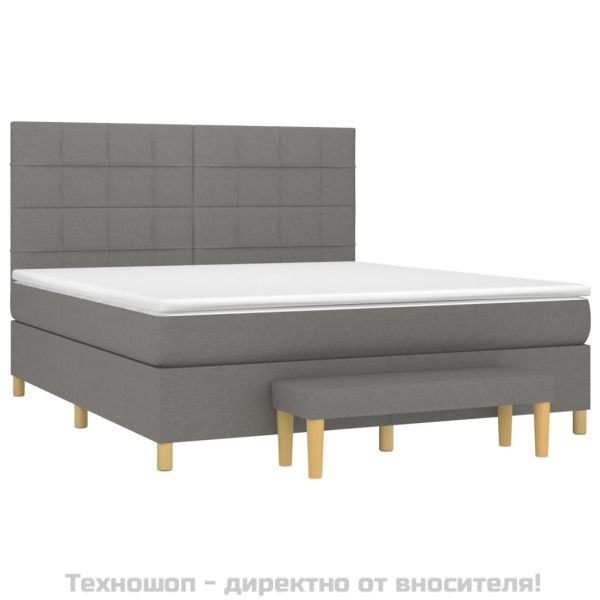 Боксспринг легло с матрак, тъмносиво, 160x200 см, плат