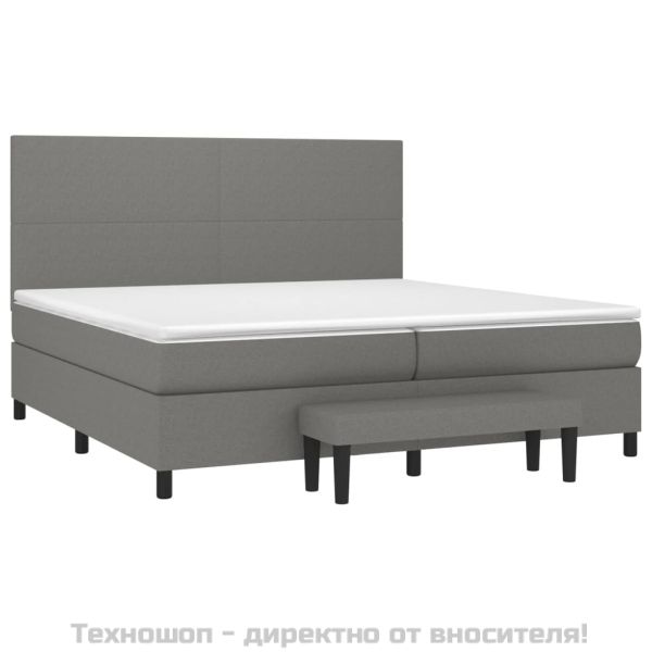 Боксспринг легло с матрак, тъмносиво, 200x200 см, плат