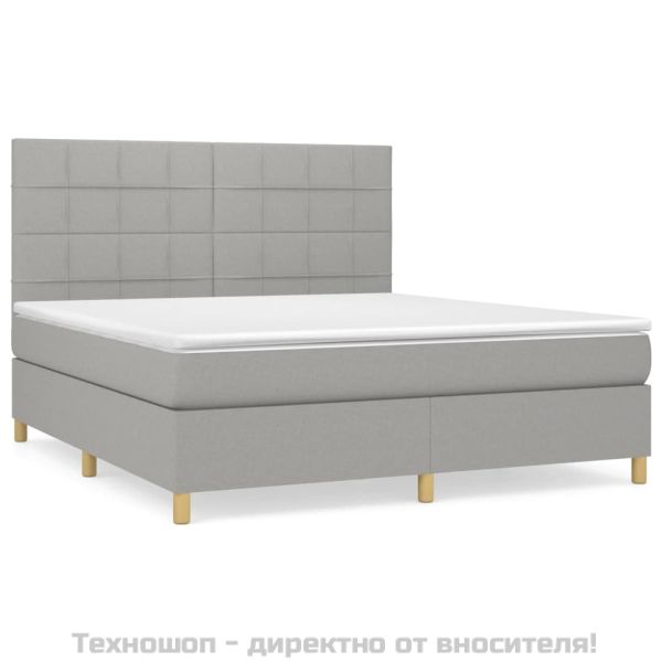 Боксспринг легло с матрак, светлосиво, 180x200 см, плат