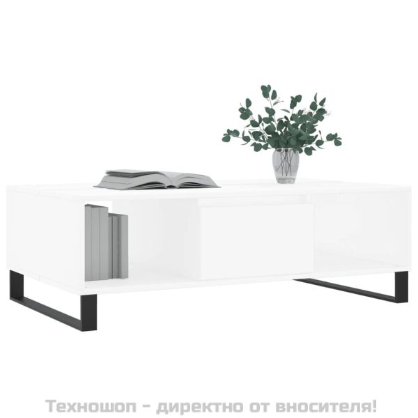 Кафе маса, бяла, 104x60x35 см, инженерно дърво