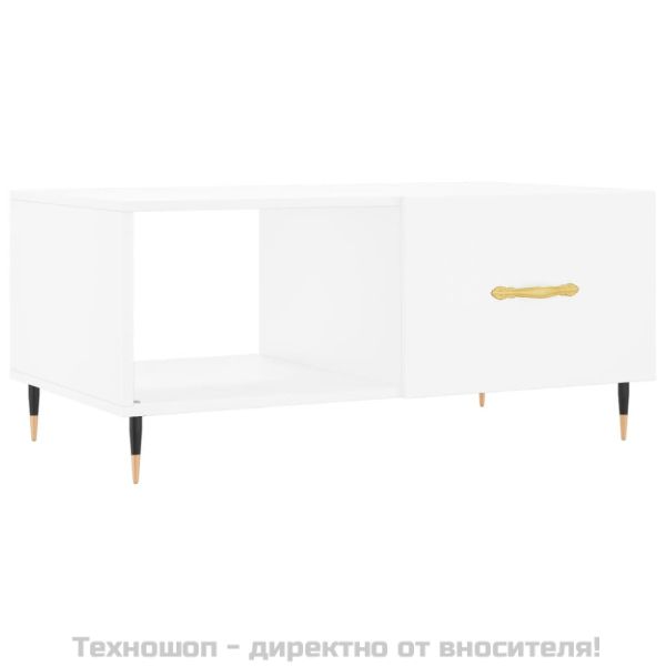 Кафе маса, бяла, 90x50x40 см, инженерно дърво