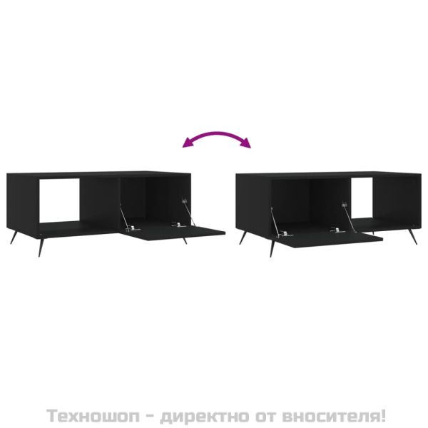 Маса за кафе, черна, 90x50x40 см, инженерно дърво