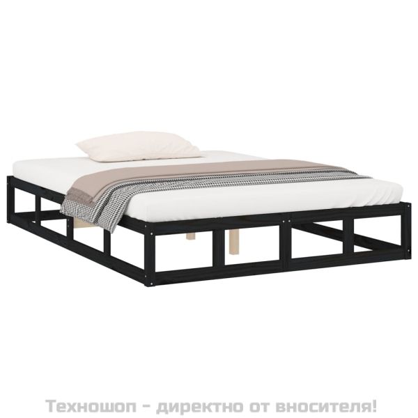 рамка за легло черна 180x200 см Super King дърво масив