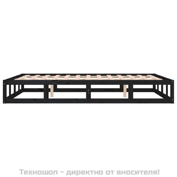 рамка за легло черна 180x200 см Super King дърво масив
