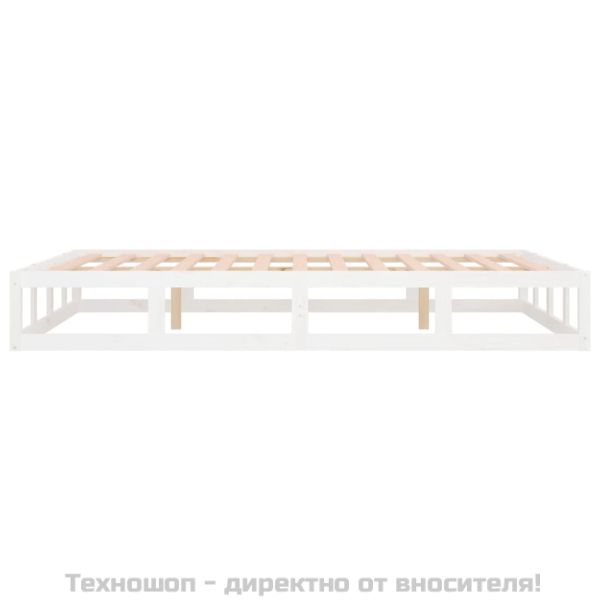 Рамка за легло бяла 180x200 см Super King дърво масив