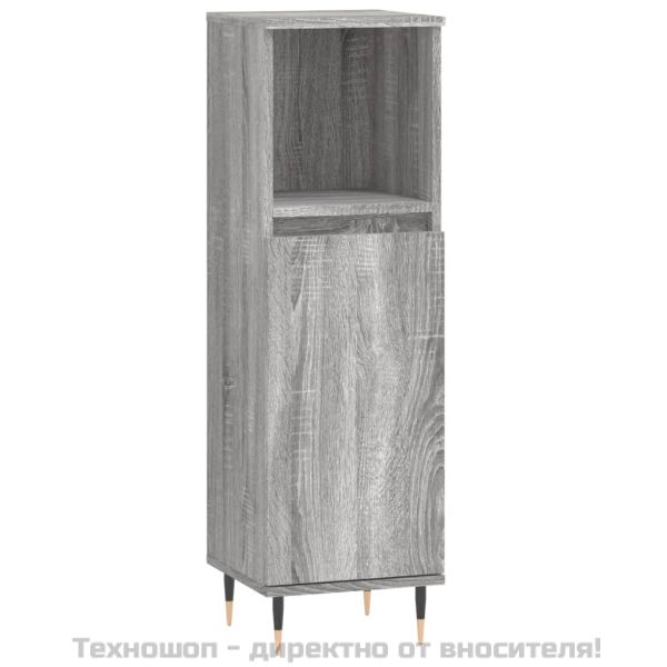 Шкаф за баня, сив сонома, 30x30x100 см, инженерно дърво