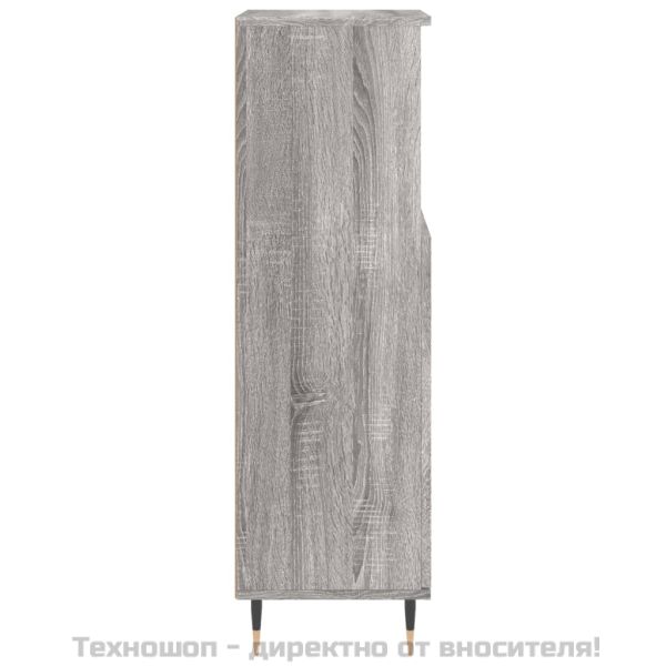 Шкаф за баня, сив сонома, 30x30x100 см, инженерно дърво