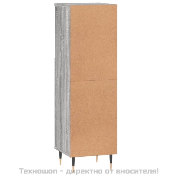 Шкаф за баня, сив сонома, 30x30x100 см, инженерно дърво